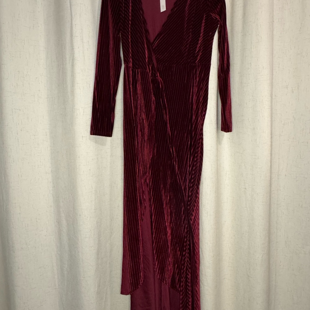 Baltic Born Deep Red Velvet Long Sleeve Dress